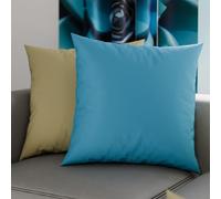 PETTI Artesanos Italianos - Par de Fundas de Cojín de Microfibra de 50x50 cm, Cojines Decorativos para Dormitorio, Sofá, Juego de 2 Fundas de Cojín, Funda de Almohada Doble en Gris Tórtola y Azul Clar