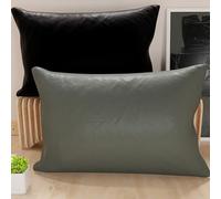 Petti Artesanos Italianos - Par de Fundas de Cojín de Microfibra de 60x40 cm, Cojines Decorativos para Dormitorio, Sofá, Juego de 2 Fundas de Cojín, Funda de Almohada de Doble Cara en Gris y Negro