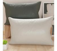 Petti Artesanos Italianos - Par de Fundas de Cojín de Microfibra de 60x40 cm, Cojines Decorativos para Dormitorio, Sofá, Juego de 2 Fundas de Cojín, Funda de Almohada Doble en Gris Claro y Oscuro