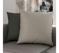 Petti Artesanos Italianos - Par de Fundas de Cojín de Microfibra de 65x65 cm, Cojines Decorativos para Dormitorio, Sofá, Juego de 2 Fundas de Cojín, Funda de Almohada Doble en Gris Claro y Oscuro