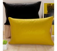 Petti Artesanos Italianos - Par de Fundas de Cojín de Microfibra de 70x40 cm, Cojines Decorativos para Dormitorio, Sofá, Juego de 2 Fundas de Cojín, Funda de Almohada Doble en Amarillo Ocre y Negro