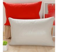 Petti Artesanos Italianos - Par de Fundas de Cojín de Microfibra de 70x40 cm, Cojines Decorativos para Dormitorio, Sofá, Juego de 2 Fundas de Cojín, Funda de Almohada Doble, Rojo y Gris