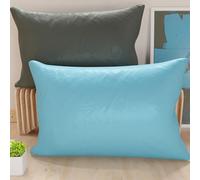 Petti Artesanos Italianos - Par de Fundas de Cojín de Microfibra de 80x50 cm, Cojines Decorativos para Dormitorio, Sofá, Juego de 2 Fundas de Cojín, Funda de Almohada Doble, Gris y Celeste