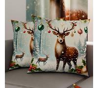 Petti Artesanos Italianos - Par de Microfibra de 35x35 cm, Fundas de Almohada Navideñas, Cojines Decorativos Navideños Dormitorio, Juego de 2 Fundas de Cojín, 4 Fundas de Almohada Navideñas