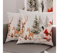 Petti Artesanos Italianos - Par de Microfibra de 40x40 cm, Fundas de Almohada Navideñas, Cojines Decorativos Navideños Dormitorio, Juego de 2 Fundas de Cojín, Funda de Almohada Navideña 17