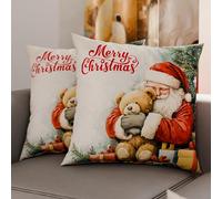 Petti Artesanos Italianos - Par de Microfibra de 65x65 cm, Fundas de Almohada Navideñas, Cojines Decorativos Navideños Dormitorio, Juego de 2 Fundas de Cojín, Funda de Almohada Navideña 12