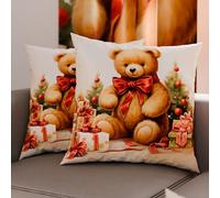 Petti Artesanos Italianos - Par de Microfibra de 80x80 cm, Fundas de Almohada Navideñas, Cojines Decorativos Navideños Dormitorio, Juego de 2 Fundas de Cojín, 3 Fundas de Almohada Navideñas