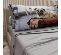 Petti Artesanos Italianos - Sábanas con Estampado de Perros en algodón con Fundas de Almohada de Estampado Digital, Juego de sábanas Dobles, Gris Claro, 100%