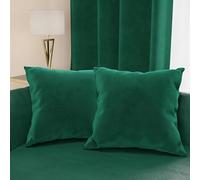 PETTI ARTIGIANI ITALIANI - 2 Cojines de Terciopelo con Relleno para Sofá y Cama, Fundas de Cojín Decorativas con Bolsillo, 60x40 cm, Verde Esmeralda