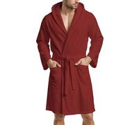 PETTI ARTIGIANI ITALIANI Albornoz de Microfibra Hombre y Mujer con Capucha, Bolsillos y Cinturón, Unisex Secado Rápido para Gimnasio, Piscina, Playa y Spa, Burdeos, XL