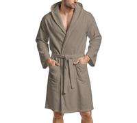 Petti Artigiani Italiani Albornoz de Microfibra Hombre y Mujer con Capucha, Bolsillos y Cinturón, Unisex Secado Rápido para Gimnasio, Piscina, Playa y SPA, Gris Pardo, XL