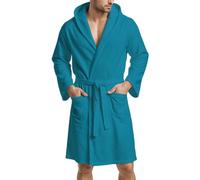 PETTI Artigiani Italiani Albornoz de Microfibra Hombre y Mujer con Capucha, Bolsillos y Cinturón, Unisex Secado Rápido para Gimnasio, Piscina, Playa y Spa, Octano, M