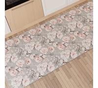 PETTI ARTIGIANI ITALIANI - Alfombra de Cocina Antideslizante y Lavable, Pasillo para Cocina, Alfombra Runner 52x140 cm Diseño Floral 17 Gris 100% Made in Italy
