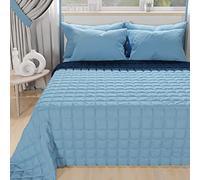 PETTI ARTIGIANI ITALIANI - Colcha en Microfibra Simple Reversible 160x260 cm, Cubre Cama Simple Primavera, Edredón 1 Persona, Azul Celeste
