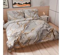 Petti Artigiani Italiani - Funda nórdica de 2 plazas de 240 x 220 cm (2 Fundas de Almohada de 50 x 80 cm Incluidas), Juego de Microfibra Estampado Efecto mármol Gris - Fabricado en Italia