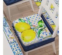 PETTI ARTIGIANI ITALIANI - Juego de 2 Cojines para Sillas de Comedor con Elástico, Fundas Silla Comedor y Cocina, Microfibra, 40x40 cm, Diseño Vietri, Hecho con Amor y Pasión en Italia