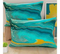 Petti Artigiani Italiani - Juego de 2 Fundas de Almohada de Microfibra de 80 x 40 cm, para decoración de Dormitorio, sofá, salón, Juego de 2 Fundas de cojín, de mármol Azul, 100% Fabricado en Italia