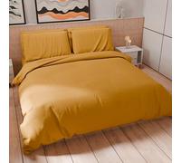 Petti Artigiani Italiani - Juego de Funda nórdica de Matrimonio de 260 x 240 cm (2 Fundas de Almohada de 50 x 80 cm Incluidas), Funda nórdica Suave de Microfibra Color Amarillo Ocre Liso