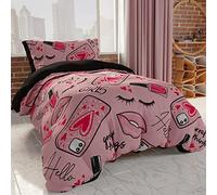 PETTI Artigiani Italiani - Juego de Funda nórdica de una Plaza y Media de 200 x 200 cm (1 Funda de Almohada de 80 x 50 cm incluida), Funda nórdica de Microfibra para la habitación de niño y niña, con
