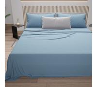 PETTI ARTIGIANI ITALIANI - Juego de Sábana, Juego de Sábanas 100% Algodón, 3 Piezas 1pz Sábana Bajera Ajustable 2pz Funda de Almohada 1pz Sábana Encimera, 100% Made in Italy, Azul Claro