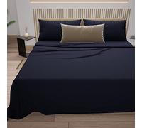 PETTI ARTIGIANI ITALIANI - Juego de Sábana, Juego de Sábanas 100% Algodón, 3 Piezas 1pz Sábana Bajera Ajustable 2pz Funda de Almohada 1pz Sábana Encimera, 100% Made in Italy, Azul Marino