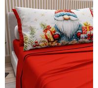PETTI ARTIGIANI ITALIANI - Juego de Sábanas de Algodón con Fundas de Almohada de Navidad, 1,5 Plazas, Completo Cama, Xmas 14 Rojo, 100% Made in Italy