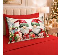 PETTI ARTIGIANI ITALIANI - Juego de Sábanas de Algodón con Fundas de Almohada de Navidad, 2 Plazas, Xmas 11 Rojo, Completo Cama Matrimonial, 100% Made in Italy