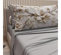 PETTI ARTIGIANI ITALIANI - Juego de Sabanas de Algodon para Cama de Una Plaza y Media con Fundas de Almohada y Sábana Bajera 120x200, Diseño Floral 34 Gris Claro, 100% Fabricado en Italia