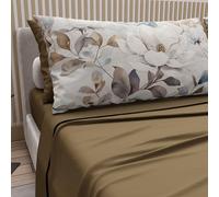 PETTI ARTIGIANI ITALIANI - Juego de Sabanas de Algodon para Cama de Una Plaza y Media Francesa con Fundas de Almohada y Sábana Bajera 140x200, Diseño Floral 16 Barro, 100% Fabricado en Italia