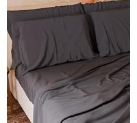 PETTI ARTIGIANI ITALIANI Juego de Sábanas Plaza y Media Francesa, 4 Piezas, Suave y Transpirable, con Sábana Encimera,Gris Oscuro, Sábana Bajera Ajustable, 140x200 cm | 2 Fundas de Almohada 50x80 cm