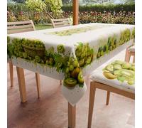 PETTI ARTIGIANI ITALIANI - Mantel Antimanchas Rectangular (140 x 360 cm) Cubremesa de Cocina, Estampado de UVA y Kiwi Verde, para 18 Personas, 100% Fabricado en Italia