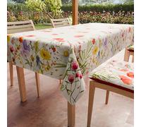 PETTI ARTIGIANI ITALIANI - Mantel Antimanchas Rectangular (140 x 360 cm) Protector de Mesa de Cocina, Diseño Floral 10, 18 Plazas, 100% Fabricado en Italia