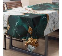 Petti Artigiani Italiani - Mantel Antimanchas Rectangular, Elegante Efecto mármol de Color octanio para 6 plazas (140 x 180 cm), 100% Fabricado en Italia