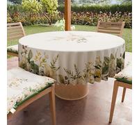 PETTI ARTIGIANI ITALIANI - Mantel Redondo Antimanchas de Microfibra (Diámetro Ø 140 cm), Manteles para Mesa Redonda, Diseño Botanical, 100%