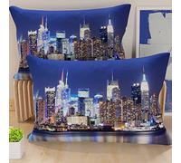 PETTI Artigiani Italiani - Par de Fundas de Almohada 30x50 cm, Pareja de Funda de Cojín New York Azul, 100% Microfibra Hipoalergénica, Paquete de 2, Made in Italy