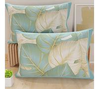 PETTI Artigiani Italiani - Par de Fundas de Almohada 40x60 cm, Pareja de Funda de Cojín Hojas Verde Agua, 100% Microfibra Hipoalergénica, Paquete de 2, Made in Italy