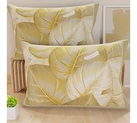 PETTI Artigiani Italiani - Par de Fundas de Almohada 40x70 cm, Pareja de Funda de Cojín Hojas Beige, 100% Microfibra Hipoalergénica, Paquete de 2, Made in Italy