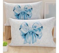 PETTI Artigiani Italiani - Par de Fundas de Almohada 40x70 cm, Pareja de Funda de Cojín Lazo Celeste, 100% Microfibra Hipoalergénica, Paquete de 2, Made in Italy