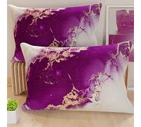 PETTI Artigiani Italiani - Par de Fundas de Almohada 40x70 cm, Pareja de Funda de Cojín Mármol Violeta, 100% Microfibra Hipoalergénica, Paquete de 2, Made in Italy