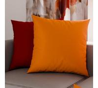 PETTI ARTIGIANI ITALIANI - Par de Fundas de Almohada 50x50 cm, Pareja de Funda de Cojín Lisas Double Face Naranja Rojo, 100% Microfibra Hipoalergénica