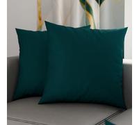 PETTI ARTIGIANI ITALIANI - Par de Fundas de Almohada 50x50 cm, Pareja de Funda de Cojín Lisas Petróleo, 100% Microfibra Hipoalergénica