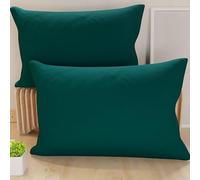 PETTI ARTIGIANI ITALIANI - Par de Fundas de Almohada 60x40 cm, Pareja de Funda de Cojín Lisas Petróleo, 100% Microfibra Hipoalergénica