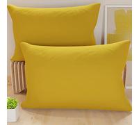 PETTI ARTIGIANI ITALIANI - Par de Fundas de Almohada 80x40 cm, Pareja de Funda de Cojín Lisas Amarillo Ocre, 100% Microfibra Hipoalergénica, Made in Italy