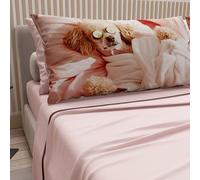 PETTI ARTIGIANI ITALIANI - Sábanas con Estampado de Animales y Perros en algodón con Fundas de Almohada, sábanas Maxi para Cama Doble, Juego de Cama Doble en Rosa empolvado, 100%