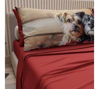 PETTI ARTIGIANI ITALIANI - Sábanas con Estampado de Perros en algodón con Fundas de Almohada de Estampado Digital, Juego de sábanas Individuales, Color Rojo, 100%