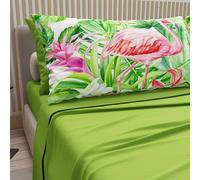 PETTI ARTIGIANI ITALIANI - Sábanas de algodón con Fundas de Almohada con Estampado Digital, sábanas Individuales, Juego de Cama Individual, Flamenco, 100%