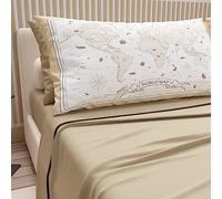 PETTI ARTIGIANI ITALIANI - Sábanas de algodón con Fundas de Almohada con impresión Digital, una Plaza y Media Francesa, Juego de sábana encimera y Bajera con Esquinas, Color Pardo, 100% Fabricado en
