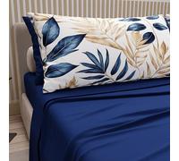 PETTI ARTIGIANI ITALIANI - Sábanas de algodón con Fundas de Almohada de Estampado Digital, tamaño Doble Maxi, j y sábana Bajera con Accesorios, Color Azul eléctrico Sharm, 100%