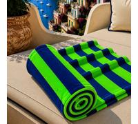 PETTI ARTIGIANI ITALIANI - Toalla de Playa de Microfibra, Toalla para la Playa o la Piscina, Toalla para Tumbona, Grande (90 x 180 cm), Rayas Verde Fluorescente y Azul Medianoche.