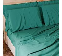 Petti Italian Artisans - Juego de sábanas de 4 Piezas para Cama Doble Maxi, Juego Completo con sábana encimera, sábana Bajera con Esquinas elásticas y 2 Fundas de Almohada, sábanas Verde Agua.
